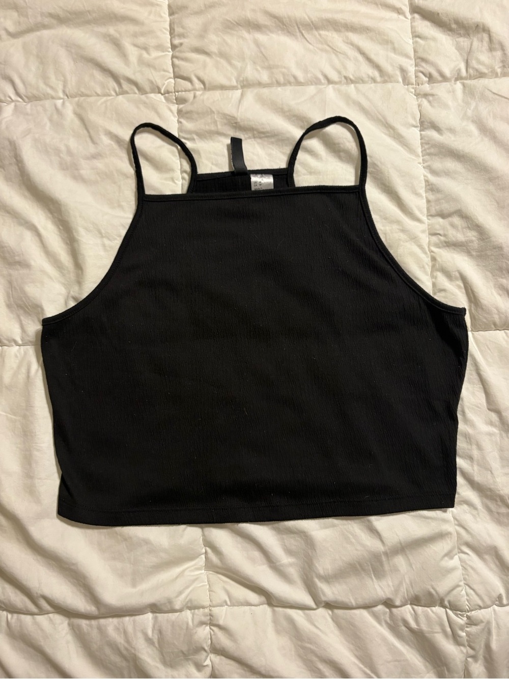 Divided Black Ribbed Cropped Tank size medium